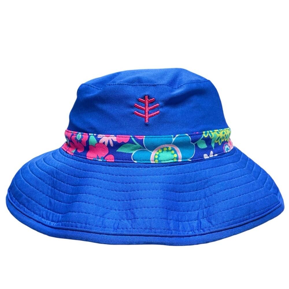 COOLIBAR Baby Splashy Bucket Hat w/ Chin Strap UPF 50+ Blue Floral 6-12mo